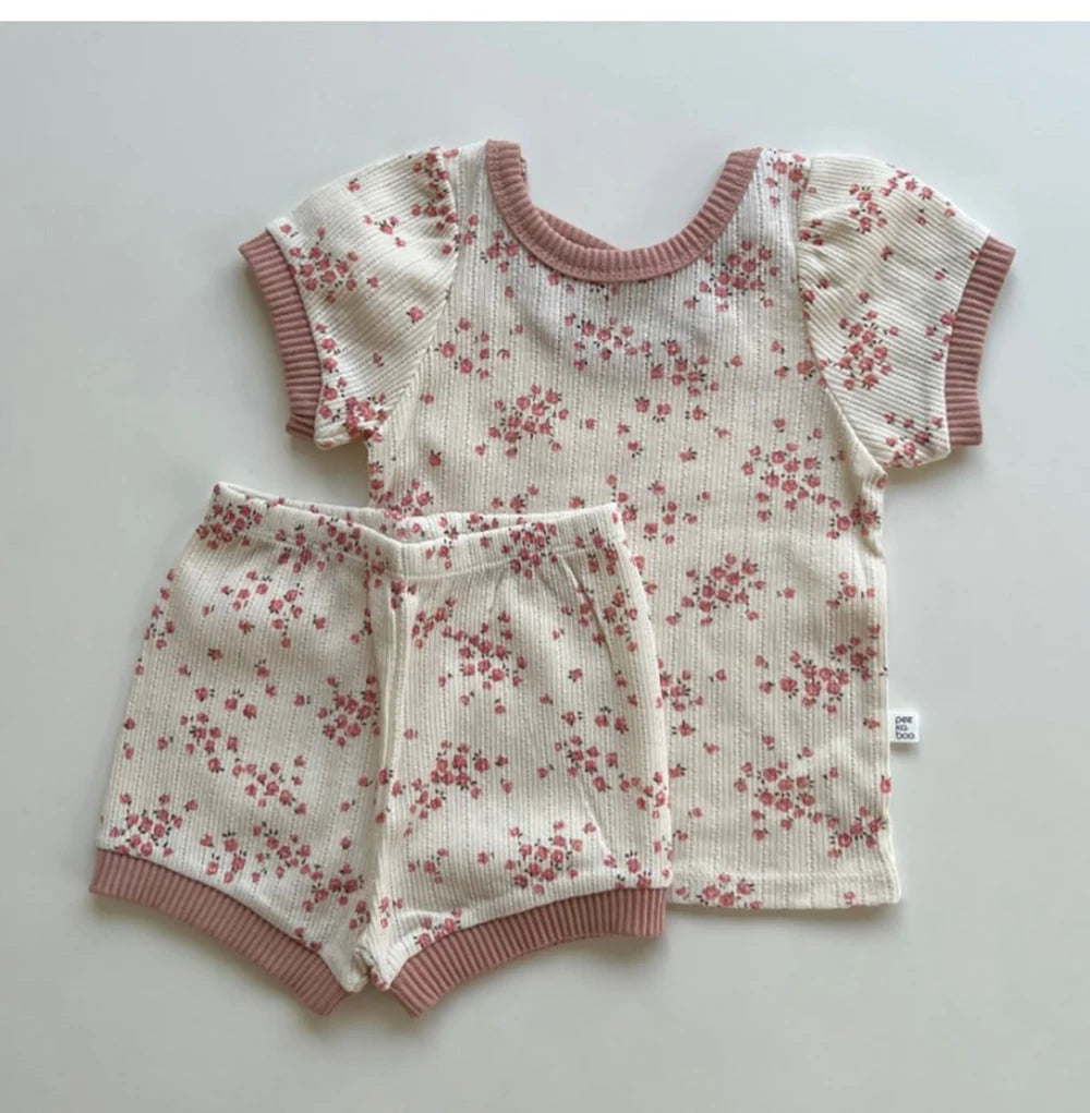 Korean Baby Floral Cotton Two-Piece